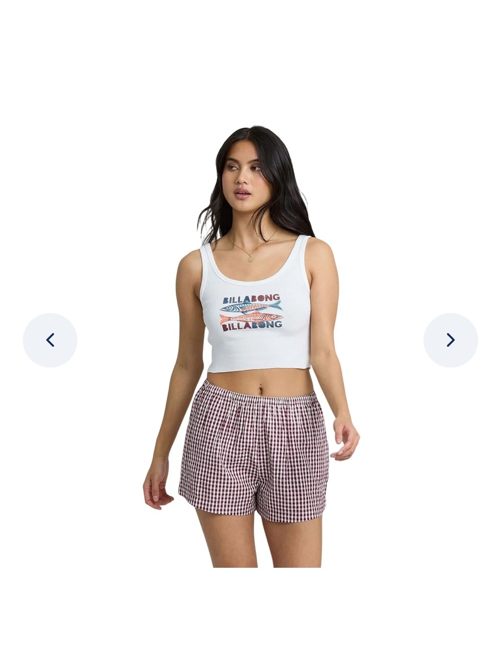 Billabong “Sun Faded” gingham shorts maroon